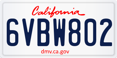 CA license plate 6VBW802