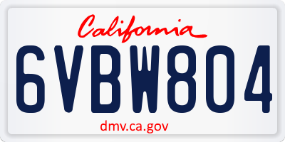 CA license plate 6VBW804