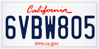 CA license plate 6VBW805