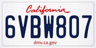 CA license plate 6VBW807