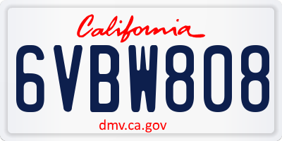 CA license plate 6VBW808