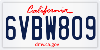 CA license plate 6VBW809