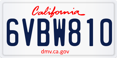 CA license plate 6VBW810
