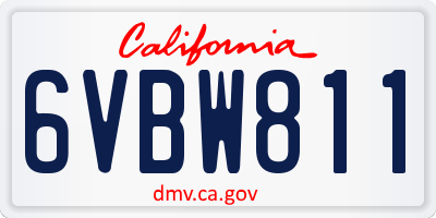 CA license plate 6VBW811