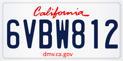 CA license plate 6VBW812