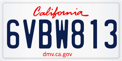 CA license plate 6VBW813