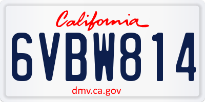CA license plate 6VBW814