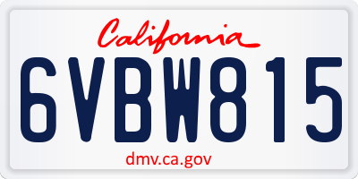 CA license plate 6VBW815