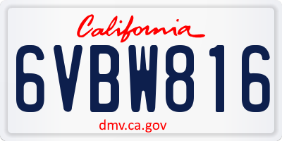 CA license plate 6VBW816