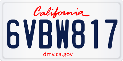 CA license plate 6VBW817