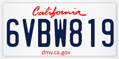 CA license plate 6VBW819