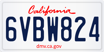 CA license plate 6VBW824