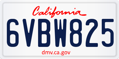CA license plate 6VBW825
