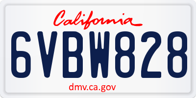 CA license plate 6VBW828
