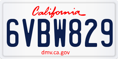 CA license plate 6VBW829