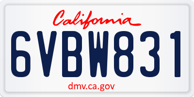 CA license plate 6VBW831