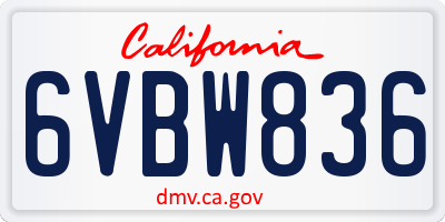 CA license plate 6VBW836