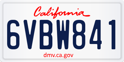CA license plate 6VBW841