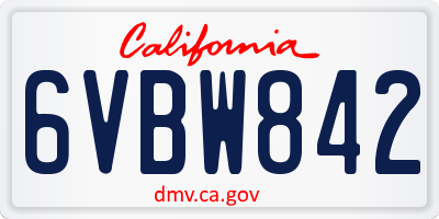 CA license plate 6VBW842