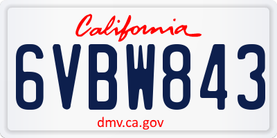 CA license plate 6VBW843