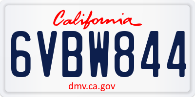 CA license plate 6VBW844