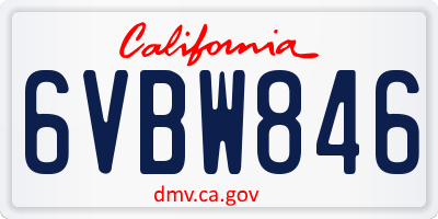 CA license plate 6VBW846
