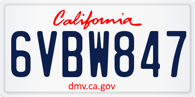 CA license plate 6VBW847