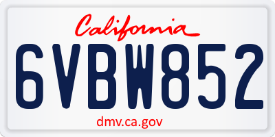 CA license plate 6VBW852