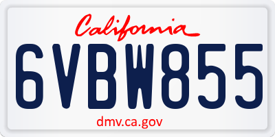 CA license plate 6VBW855