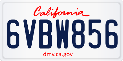 CA license plate 6VBW856