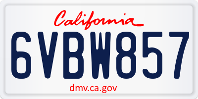 CA license plate 6VBW857