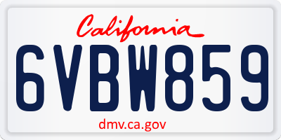 CA license plate 6VBW859
