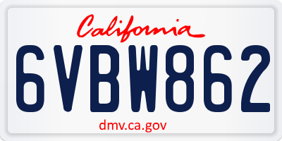CA license plate 6VBW862