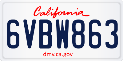 CA license plate 6VBW863