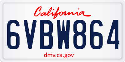 CA license plate 6VBW864