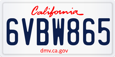 CA license plate 6VBW865