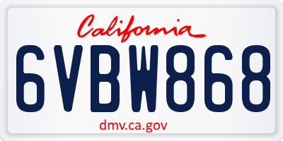 CA license plate 6VBW868