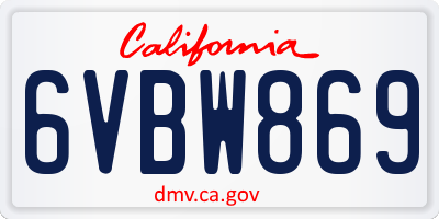 CA license plate 6VBW869