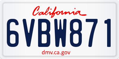 CA license plate 6VBW871