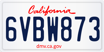 CA license plate 6VBW873