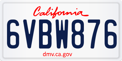 CA license plate 6VBW876