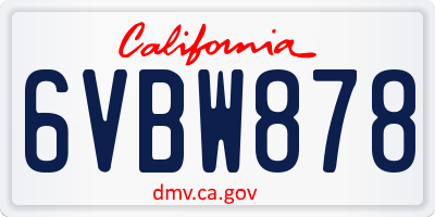 CA license plate 6VBW878