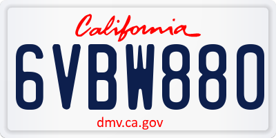 CA license plate 6VBW880