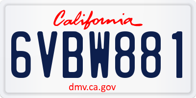 CA license plate 6VBW881