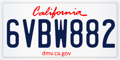 CA license plate 6VBW882