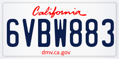 CA license plate 6VBW883