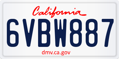 CA license plate 6VBW887