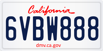 CA license plate 6VBW888