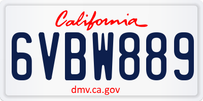 CA license plate 6VBW889