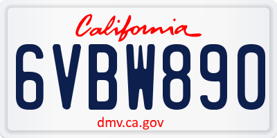 CA license plate 6VBW890
